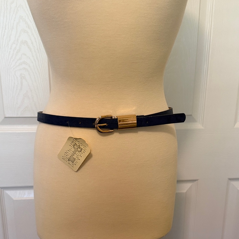 Navy Belt with Gold Buckle